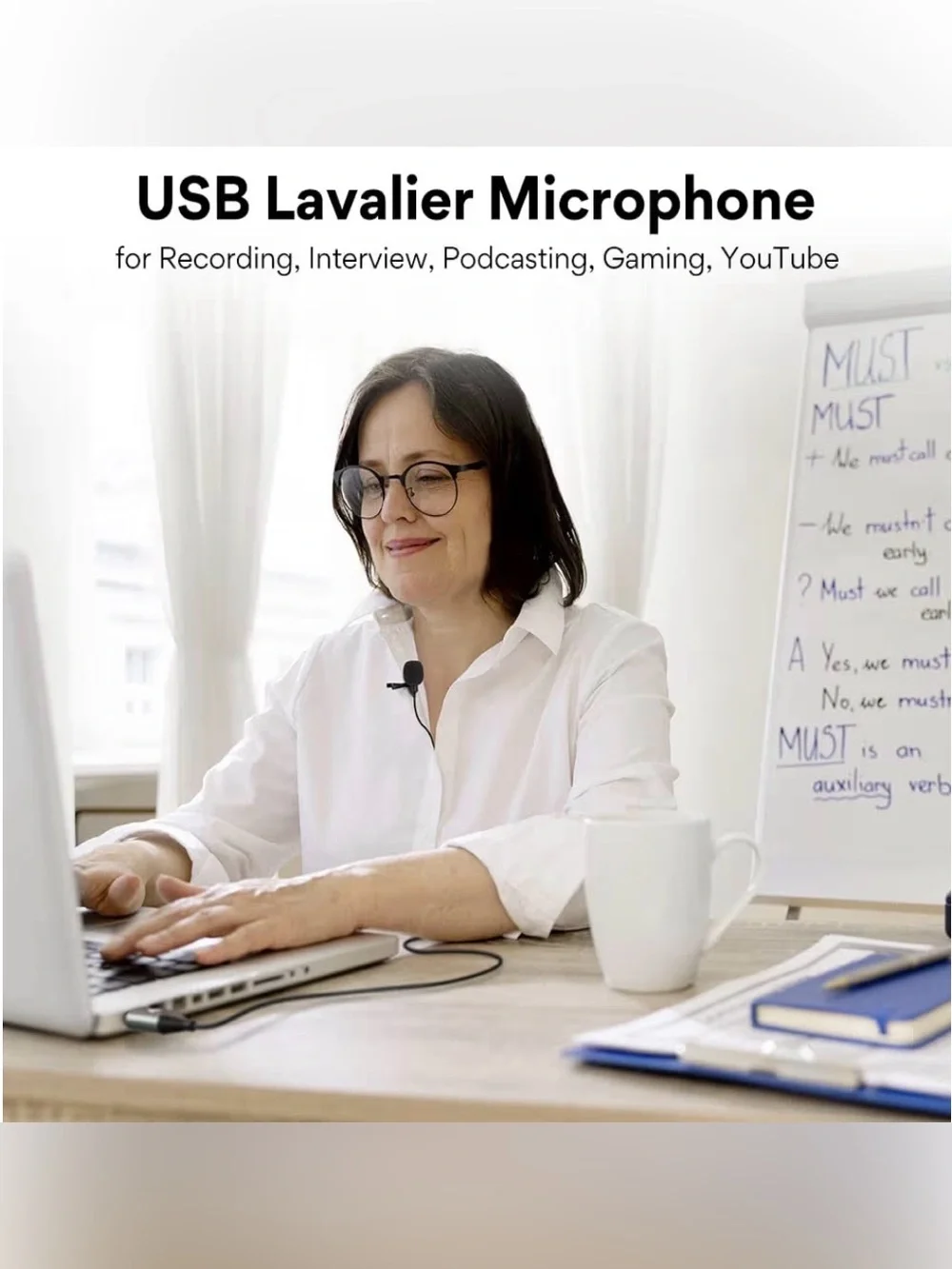 MAONO USB Lavalier Omnidirectional Lapel Shirt Collar Clip-on Microphone